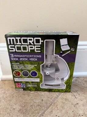NWT Stem Kids Microscope Toy - White Learning Slides Specimen